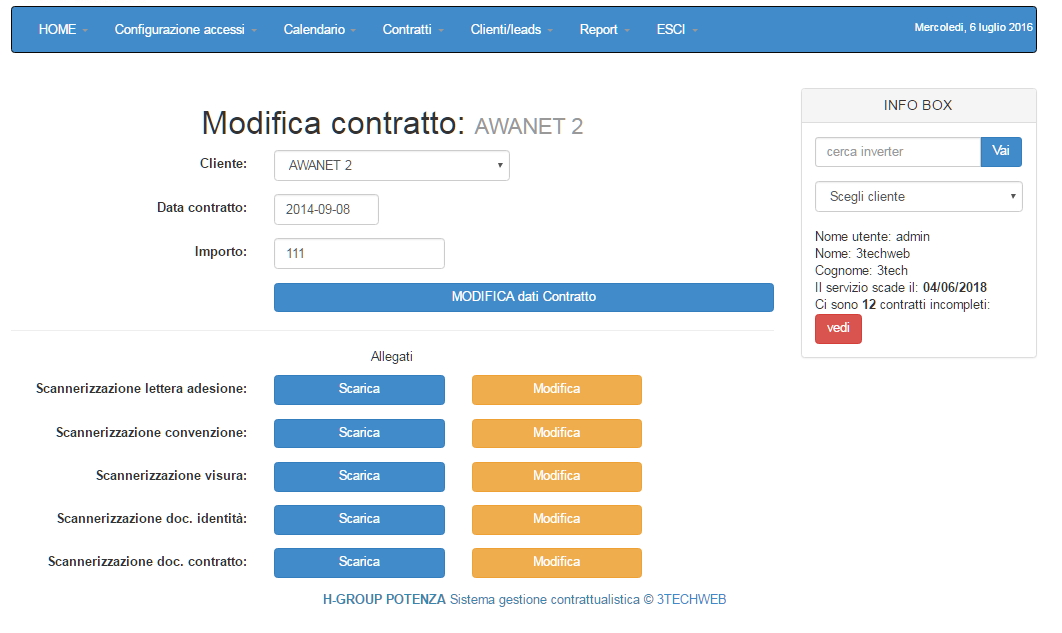 Modifica contratto