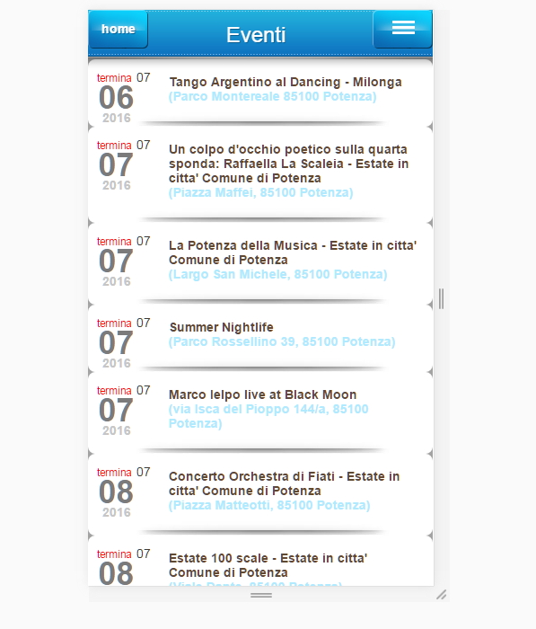 Pagina eventi